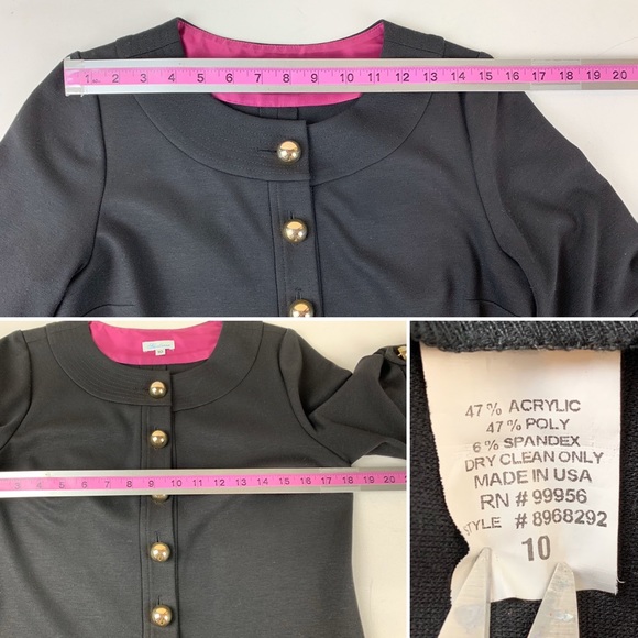 Shoshanna Short Sleeve Shift Dress Gold Buttons 10 - Picture 6 of 8